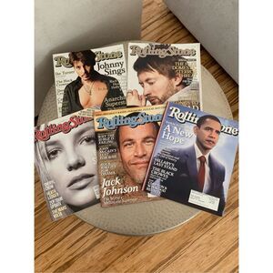 Lot of 5 Rolling Stone Magazines – 2008 Issues (1044–1048) – Depp, Radiohead, Br
